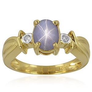 Anello in oro con zaffiro blu stellato- Gioielli Juwelo