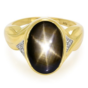 Anello in oro con zaffiro stellato nero- Gioielli Juwelo